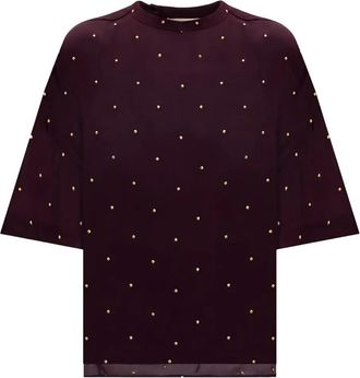 Twin-Set studded short-sleeve T-shirt - women - Viscose - 42 - Purple