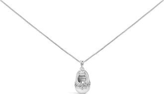 House of Brilliance 14K White Gold Diamond Accent Baby Shoe with Bow Pendant Necklace at Nordstrom