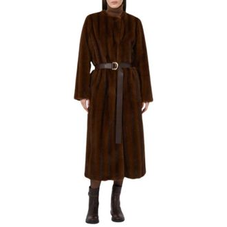 Max Mara Dames, Mantels, Bruin, Maat: M Leer