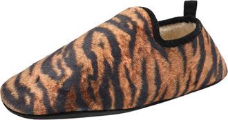 Generic Couples Winter Solid Colour Home Indoor Slippers for Men and Women Soft Bottom Thickened Velvet Warm Slippers (Brown, 39)