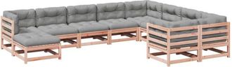 vidaXL Set De Sof&aacute;s De Jard&iacute;n 10 Pzas Con Cojines Madera Abeto Douglas Vidaxl