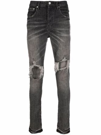 Purple low-rise slim-fit jeans - Grey