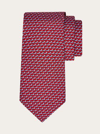 Ferragamo Men Dachshund print silk tie Red