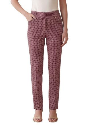 Jessica London Comfort Waist Stretch Denim Straight Leg Jean in Rich Burgundy Tile at Nordstrom, Size 16 Tall