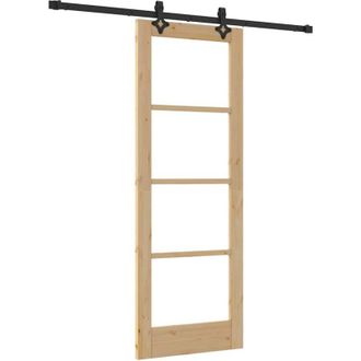vidaXL Vidaxl - Puerta Corrediza Manual Marr&oacute;n 73.5 X 198.5 Cm Madera Y Metal