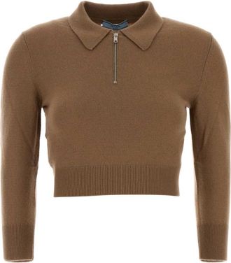 Prada Brown Shirt Collar Sweater