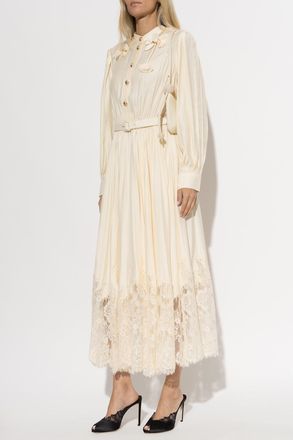 Self Portrait Jumpsuit With Lace Trim, Womens, Cream