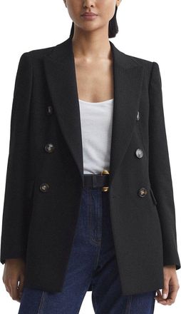 Reiss Lana Double-Breasted Twill Wool-Blend Jacket