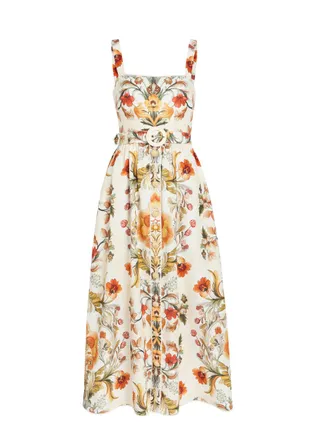 Borgo De Nor Borgo DE Nor Petra Floral-print Linen and Cotton-blend Midi Dress - Cream - 16 (UK16 / XL)