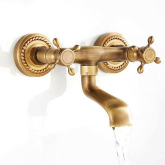 OEM Grifo De Cocina Giratorio 360&deg;, De Estilo Vintage Para Montaje En Pared, De Lat&oacute;n, Con Agua Fr&iacute;a Y Caliente, Mezclador De Fregadero Con Doble Control,