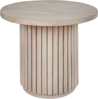 Beliani Coffee Table Mango Wood Top Natural Finish Modern Design Light Wood ø 50 cm Lemont