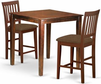 East West Furniture VERN3-MAH-C 3 Pc Counter height Table-Square gathering Table and 2 Stools