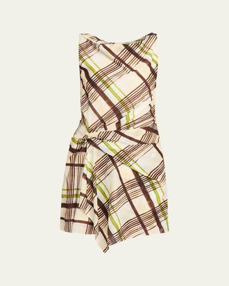 A.L.C. Dea Plaid Draped Mini Dress