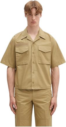 Helmut Lang Short Sleeve Shirts - Heren - Korte mouwen Overhemden - Beige - M - Overhemden
