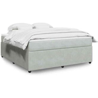 vidaXL Vidaxl - Cama Box Spring Con Colch&oacute;n Terciopelo Gris Claro 180x200 Cm