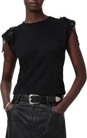 AllSaints Shona Beaded Sleeveless Top in Black at Nordstrom, Size 12 Us