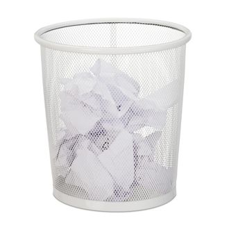 Relaxdays Relaxdays - Set 16 Papeleras De Metal Enrejado, Cubo Papeles Dormitorio, 8 Litros, Redondo, Sin Tapa, Pl&aacute;stico, 24x23 Cm, Blanco