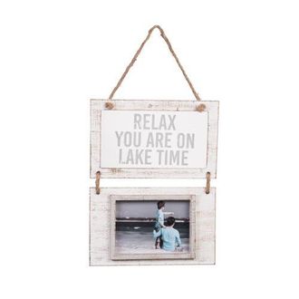 Beachcombers Relax You Are On Lake Time Hanging Frame Photos in Off-White at Nordstrom, Size Medium
