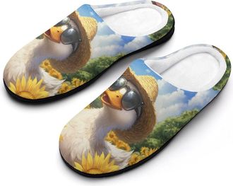 Generic Farm Sunflower Duck Mens Slippers Comfortable And Non-slip Cotton Slipper Shoe for House