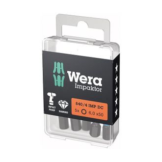 Wera 5x Bit 840/4 Imp Dc 6 Mm Longitud 50 Mm 1/4 E6,3 Impaktor Dc - 5157646001