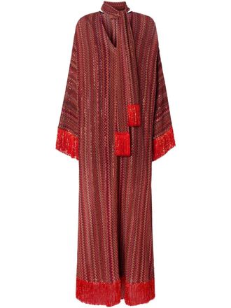 Missoni zigzag kaftan dress - women - Polyamide/Rayon/Metallic Fibre - L - Red