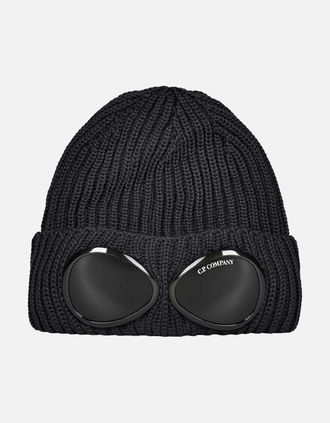 C.P. Company Mens C.P. Company Merino Wool Goggle Black Beanie - Size: ONE size