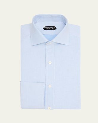 Tom Ford Mens Cotton Woven Micro-Check Dress Shirt