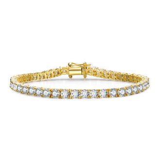 Rachel Glauber Elegant 4mm Clear Cubic Zirconia Magnetic Lock Tennis Bracelet