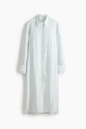 H&M Longbluse aus Viskosegemisch - Hellblau/Gestreift