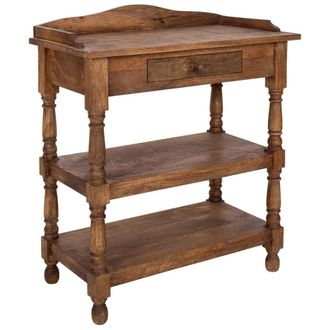 Wanderlust Deco Recibidor De Madera Artesanal Marr&oacute;n 80x40x90h Cm