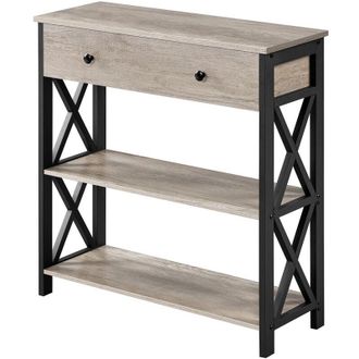 Yaheetech Tavolo Consolle da Ingresso Tavolino con 2 Cassetti Mobiletto da Soggiorno Tavolino Corridoio Grigio 30 x 80 x 80 cm - Yaheetech