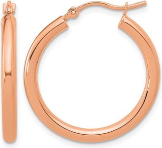 Diamond2Deal 14k Gold Polished 2.5mm Round Lightweight Tube Hoop Earrings