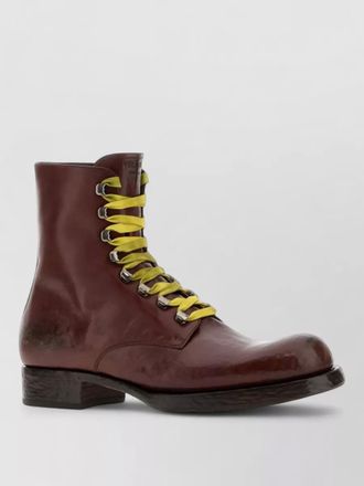 Prada leather lace up ankle boots metal eyelets