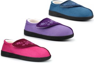 Generic Ladies Wide Slippers Ladies Memory Foam Slippers Size 5 Wide Slipper Size 7 Memory Foam Slipper Touch Fastening Sizes 3-8 Blue/Lilac/Fuchsia 5 UK
