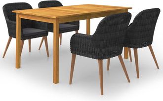 vidaXL Juego De Comedor Para Jard&iacute;n 5 Piezas Negro Vidaxl