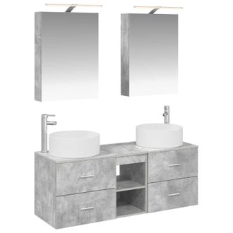 vidaXL Juego De Muebles De Ba&ntilde;o 5 Pcs Gris Hormig&oacute;n Vidaxl