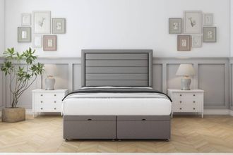 Comfort Beds Anna Dumfries Ottoman Bed Base-54 Floor Standing Headboard in Light Grey | Size: King