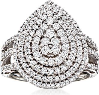Ross-Simons 1.03- Diamond Graduated Pear-Shaped Ring in Sterling Silver