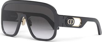 Dior Sunglasses, unisex, Black, ONE SIZE, Sporty Mask Sunglasses with Gold Details