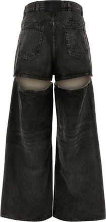 The Attico Womens Dark Grey Denim Wide-Leg Jeans Blackwhite