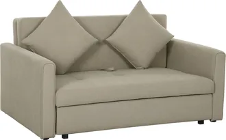 HOMCOM 2 Seater Sofa Bed Convertible Bed Settee w/ 2 Cushions - Tan | TJ Hughes