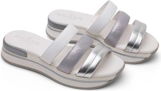 Hogan Metallic-Strap Sandals - White