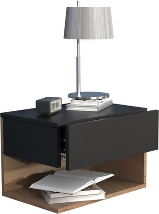 ebuy24 VCM comodino cassetto da parete pannello da parete comodino dimensioni ca. A. 30 x L. 45 x P. 32 cm - Usal XL 45 cm (Bianco / Rovere al Miele)