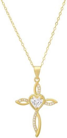Queen Jewels Cubic Zirconia Heart Swirl Cross Pendant Necklace in Gold at Nordstrom Rack