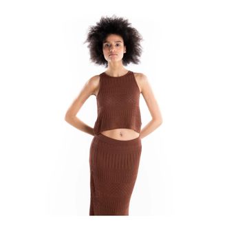 Akep Dames, Tops, Bruin, Maat: L Viscose