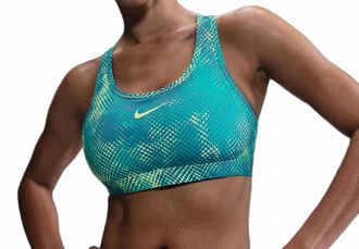 Nike Womens Dri-Fit Swoosh Medium Support Sports Bra In Blue