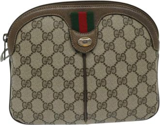 Gucci Ophidia Beige Canvas Shoulder Bag (Pre-Owned)