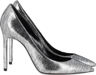Saint Laurent Pre-owned Womens Anja Textured Pointed Pumps in Metallic Silver Leather - Size UK 3.5