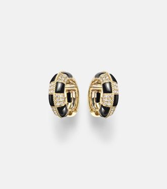 Yvonne L&eacute;on Yvonne L&eacute;on Mini 9kt gold earrings with diamonds and onyx