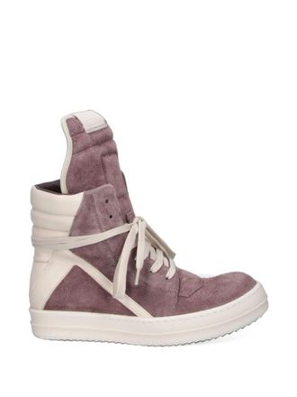 Rick Owens Purple Geobasket Leather Sneakers